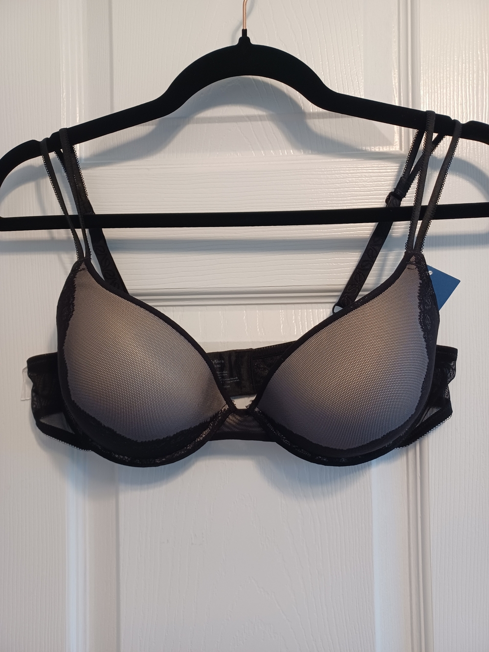 NWT Simply Vera Vera Wang Black Lace And Mesh Overlay Push-Up Bra  38B 21740